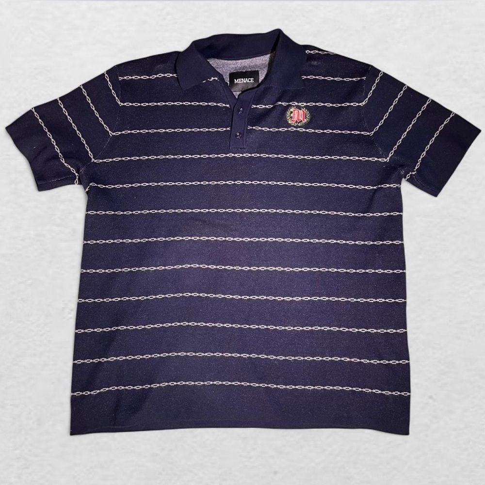 Monaco Navy Polo with White Stripes